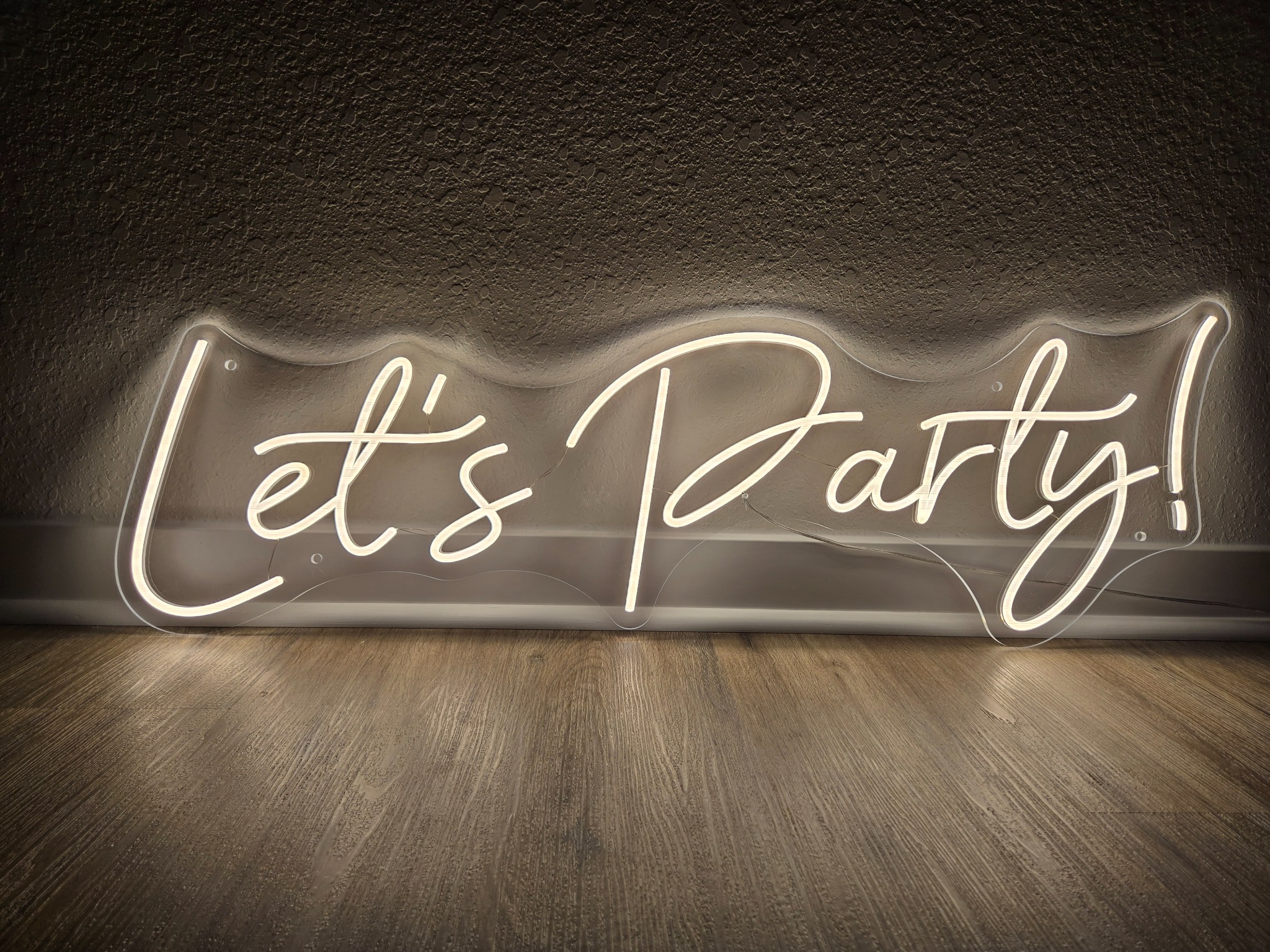 Warm white Let's Party neon sign