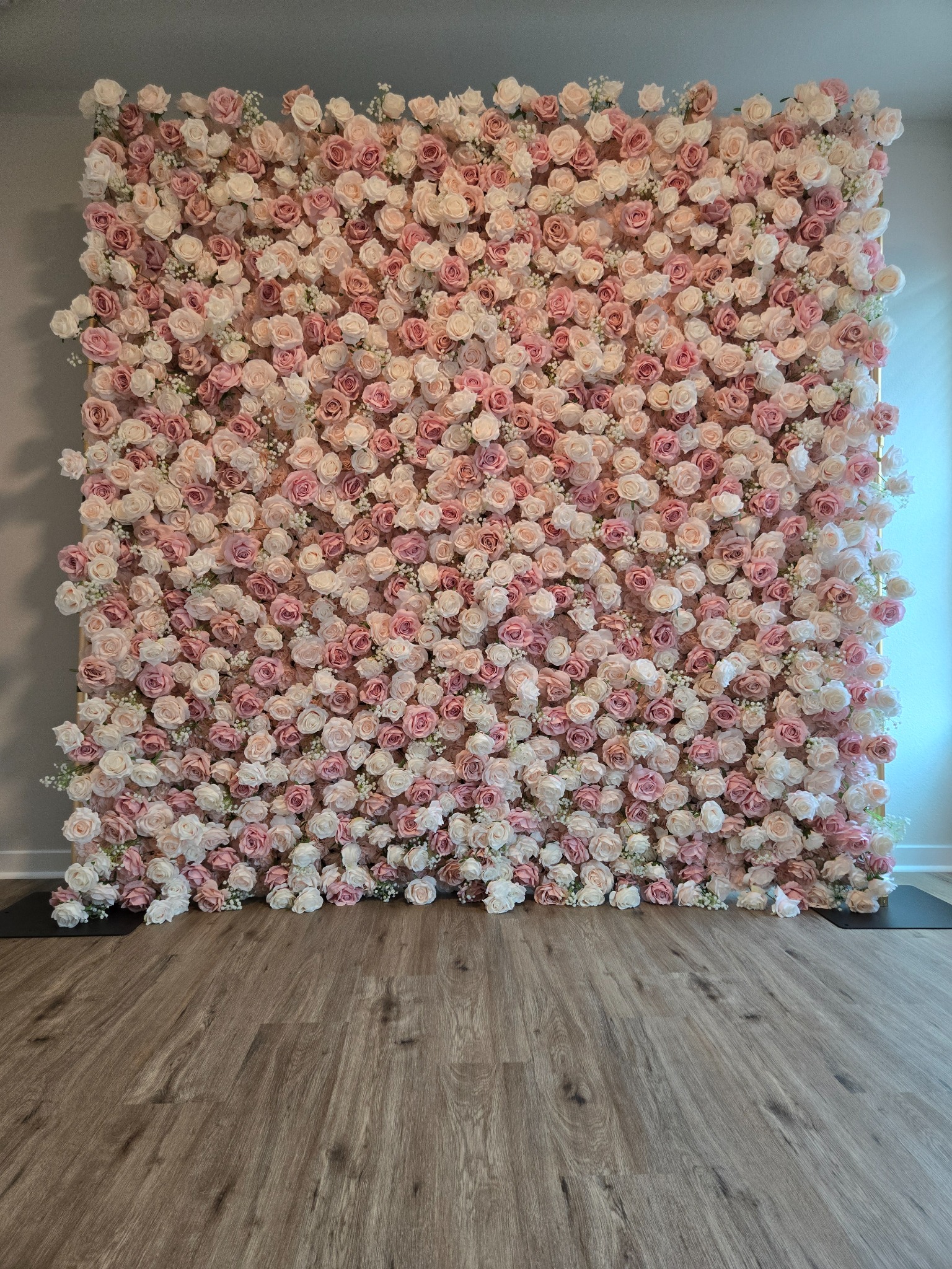 The Victoria blush and ivory flower wall